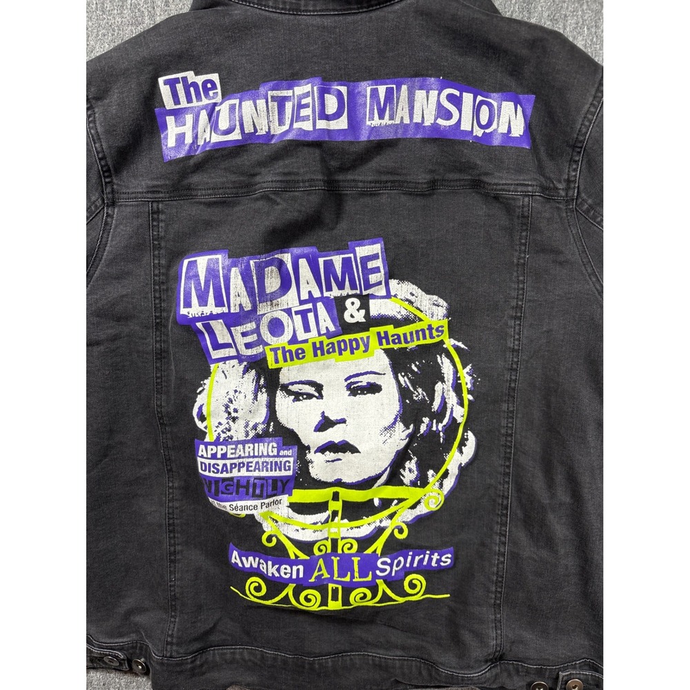 Disney Haunted Mansion Madame Leota Black Denim Jacket Foolish Mortal Mens 1X - Picture 6 of 10